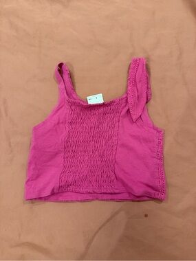 Zara Magenta Smocked Crop Tank